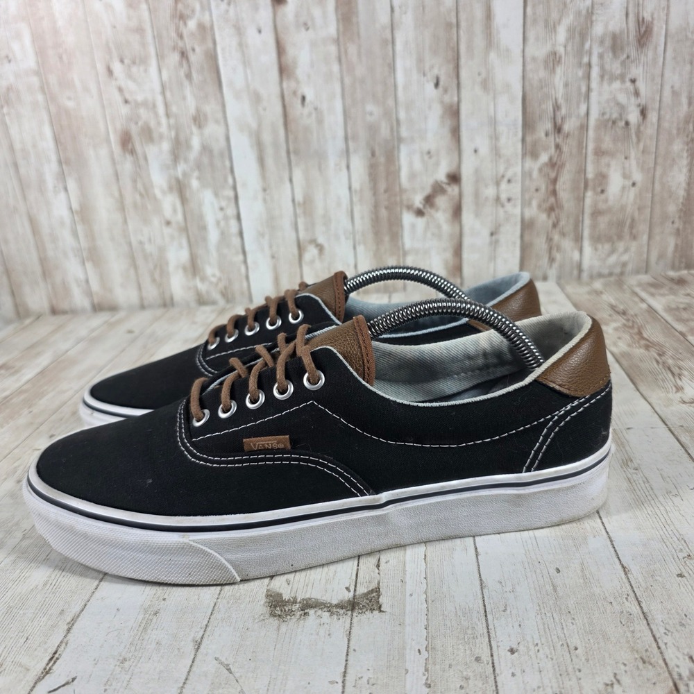 Vans Era 59 Mens 11 Black Canvas Brown Leather C&L Low Top Skate Shoes 721356 - Picture 4 of 8